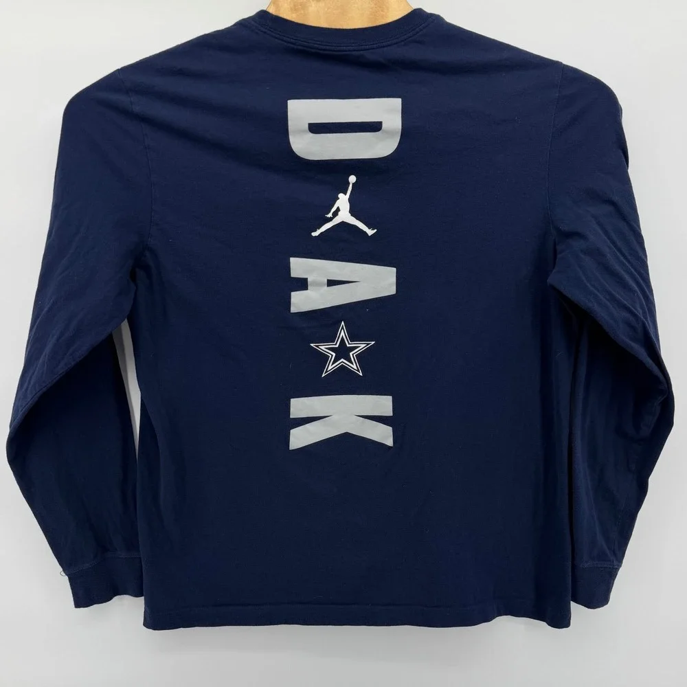 Jordan Dallas Cowboys Dak Prescott Men Large Navy Blue Long Sleeve T-Shirt